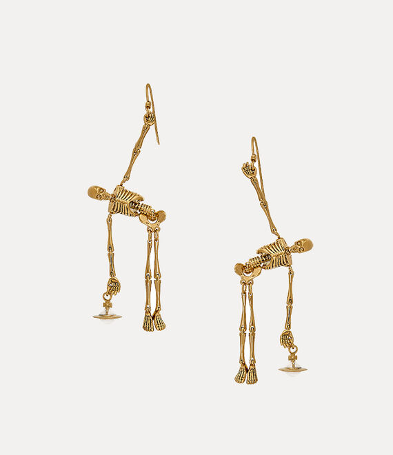 Vivienne Westwood Skeleton Earrings in gold/ivory enamel